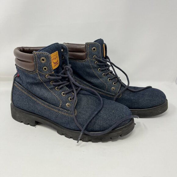 Levi Strauss Denim/Leather/Suede Lace Boots Shoes Men's Size 13 Blue/Black/Brown - Picture 8 of 15